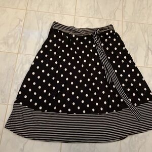Faith and joy black / white polkadot, striped stretchy skirt. EUC!